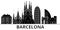 Barcelona architecture vector city skyline, travel cityscape with landmarks, buildings, isolated sights on background