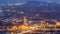 Barcelona and Badalona skyline with roofs of houses and sea on the horizon day to night timelapse