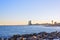 Barcelona Beach at sunset Platja Nova Icaria or Barceloneta