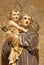 Barcelona - The carved polychrome statue of St. Anthony of Pauda in the church Iglesia Santa Maria de Gracia de Jesus