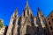 Barcelona, Catalonia, Europe, Spain, September 22, 2019. Details of the exterior Cathedral Holy Cross and Saint Eulalia. Was