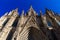 Barcelona, Catalonia, Europe, Spain, September 22, 2019. Details of the exterior Cathedral Holy Cross and Saint Eulalia. Was