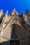 Barcelona, Catalonia, Europe, Spain, September 22, 2019. Details of the exterior Cathedral Holy Cross and Saint Eulalia. Was