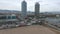 Barcelona central beach aerial view Sant Miquel Sebastian plage Barceloneta district catalonia.