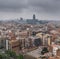 Barcelona city in a dull, murky day