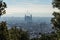 Barcelona city skyline at day time with a Sagrada Familia silhouette, Spain