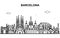 Barcelona City Tour Cityscape Skyline Line Outline Illustration
