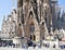 Barcelona. Fragment of temple of Sagrada Familia. Facade of Nativity