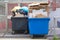 BARCELONA, JUNE 14: Overflowing trash container during a local garbage collection service strike in Barcelona.