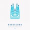 Barcelona landmark thin line icon