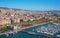 Barcelona marina port from above