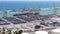 Barcelona maritime container port panorama, time-lapse