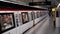 Barcelona - May 10, 2018: City subway station interior with tourists