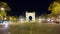 Barcelona night light arc de triomf traffic circle 4k time lapse spain