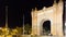 Barcelona night light arc de triomf walking panorama 4k time lapse