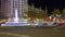Barcelona night light traffic fountain circle 4k time lapse spain