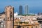 Barcelona - old and new. View of Barcelona with belltower of Capella de Santa Agata and skyscrapers