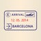 Barcelona passport stamp. Travel by plane visa or immigration stamp. Vector illustration