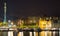 Barcelona Port with Columbus statue in night