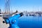 Barcelona port marina with blue telescope
