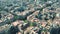 Barcelona residential area blocks pattern aerial view, Spain