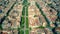 Barcelona residential area blocks pattern and major street aerial view, Spain