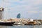 Barcelona sea port 28.06.2018. Parking for yachts and small vessels. Seascape.