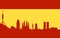 Barcelona skyline on spanish flag