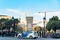 Barcelona, Spain - 06 december 2018: car of urban police patrolling main Catalunya square with tourists during winter holidays