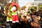 Barcelona, Spain - 06 dicember 2018: merry christmas wish reading bon nadal in catalan language with decoration and santa claus at