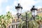 Barcelona, SPAIN - 08/30/2020: detail of lampposts at PlaÃ§a Reial