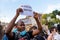 Barcelona, spain - 1 june 2020: Black lives matter movement march in demanding end of police brutality and racism against african-