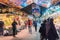 Barcelona, Spain 12.14.2017 editorial of market stalls and people at Mercat de la Boqueria