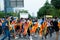 Barcelona, Spain - 14 october 2019: independentists block ronda litoral highway in protest against the prison sentence of catalan