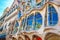 Barcelona, Spain - 17 April, 2016: The facade Casa Battlo or house of bones designed by Antoni Gaudi