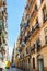 Barcelona, Spain - April 19, 2016: Medieval buildings in the Gothic Barceloneta distric