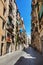 Barcelona, Spain - April 19, 2016: Medieval buildings in the Gothic Barceloneta distric