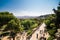 BARCELONA, SPAIN - April, 2019: Park Guell entrance buildings. The Park Guell is a public park system composed of gardens and