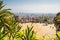 BARCELONA, SPAIN - April, 2019: View of the famous bench - serpentine seating on the main terrace of Park Guell, architectural