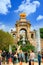 Barcelona, Spain - April 22, 2017: tourists at Fountain at Parc de la Ciutadella Citadel park, Barcelona