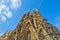 BARCELONA, SPAIN - APRIL 28: Sagrada Familia exterior - Barcelona on April 28, 2016 in Barcelona, Spain