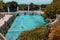 Barcelona, Spain-August 18, 2022. Waterfall in Ciudadela Park, architectural ensemble with water jets in Ciudadela Park, Barcelona