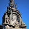 Barcelona, Spain, August 2016. A fragment of the base of the monument to Columbus in the center of the capital of Catalonia.