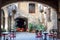 Barcelona, Spain - characteristic courtyard in Barri Gotic district