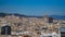 BARCELONA, SPAIN - CIRCA 2019: Panorama of Barcelona from Montjuic hill. Barcelona skyline. Sagrada Familia Zoom