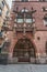 Barcelona, Spain - Feb 25, 2020: Facade of 4 Cats Casa Marti with gothic style window