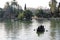 Barcelona, Spain, January 2017. People boating in the city park in the winter.