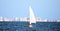 Barcelona, Spain, July 23, 2019: Group of people sailing in Spain