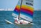 Barcelona, Spain, July 23, 2019: Group of people sailing in Spain