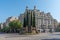 BARCELONA, SPAIN, JUNE 30, 2019: Statue of Jacint Verdaguer on a roundabout on avenida diagonal in Barcelona, Spain